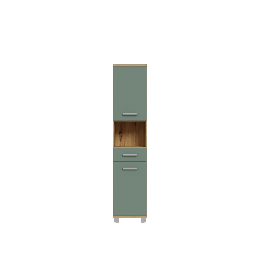 Badezimmerschrank VENOM, grün/Artisan-Eiche