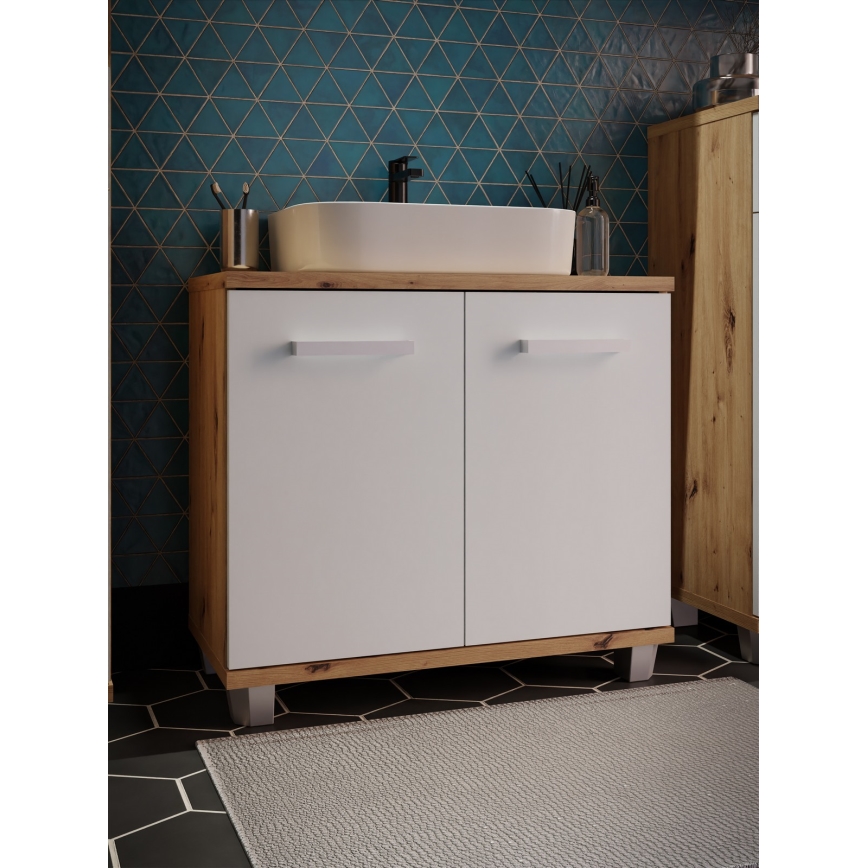 Badezimmerschrank VENOM weiß/Artisan-Eiche