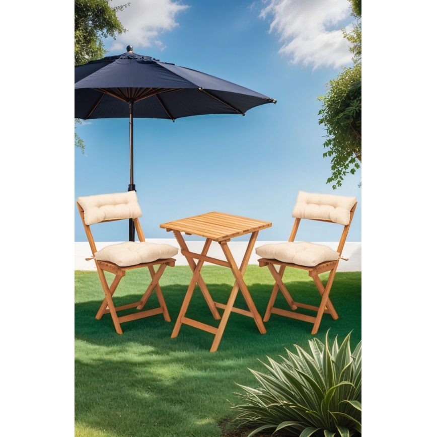 Balkon-Set mit Kissen Buche