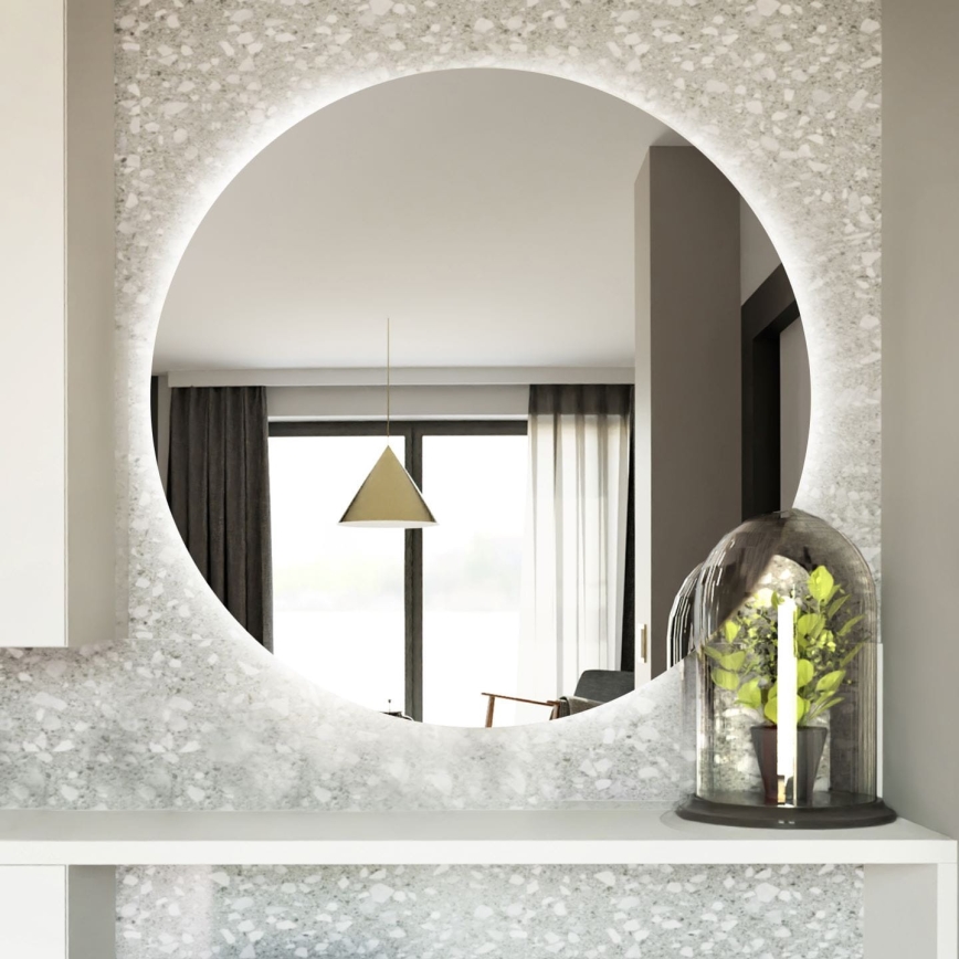 Baltica Design - LED-Badezimmer-Wandspiegel mit integrierter Beleuchtung BRIGHT LED/15W/230V 6500K Ø 90 cm IP65