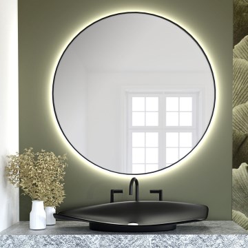 Baltica Design - LED-Badezimmer-Wandspiegel mit LED-Hinterbeleuchtung BRIGHT LED/15W/230V 4500K Ø 90 cm IP65 schwarz