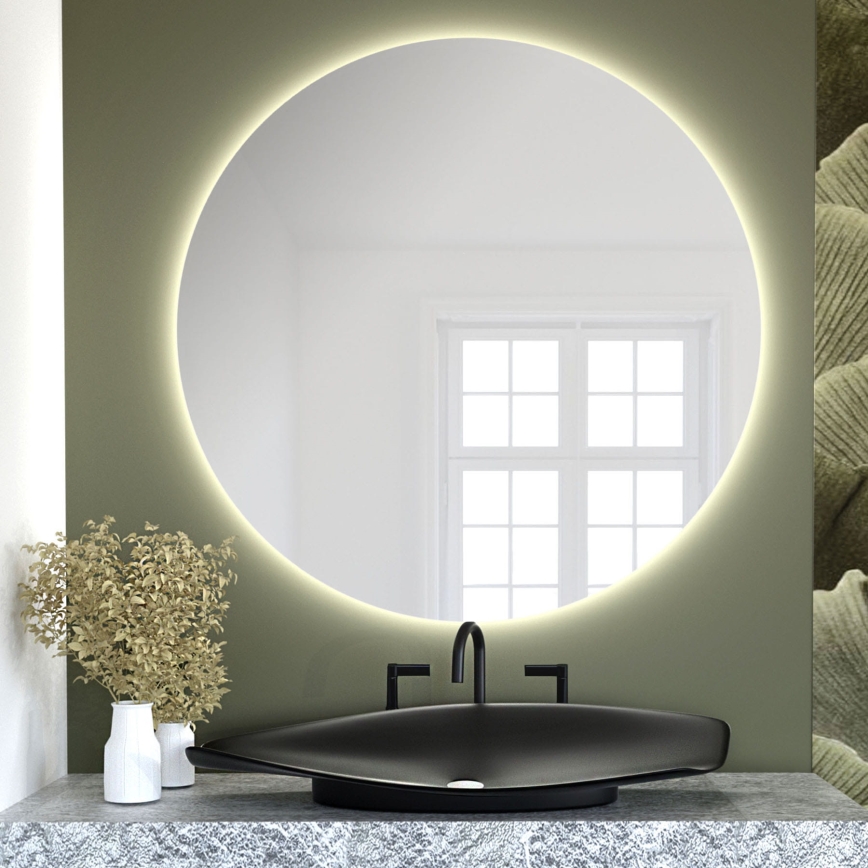 Baltica Design - BRIGHT Badezimmer-Wandspiegel mit LED-Hintergrundbeleuchtung/15 W/230 V/3000 K/Ø 80 cm/IP65