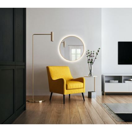 Baltica Design - LED-Badezimmerspiegel, wandmontiert, mit Hintergrundbeleuchtung BRIGHT LED/15W/230V 4500K Ø 70 cm IP65 goldfarben
