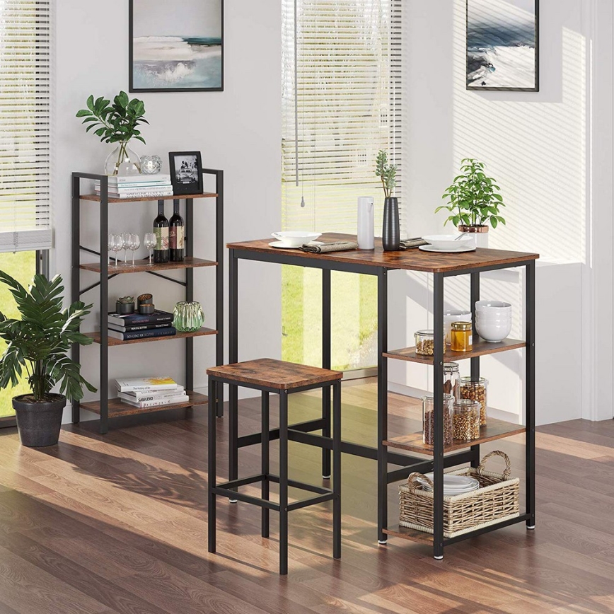 Bartisch mit Regalen BARTIS braun/schwarz