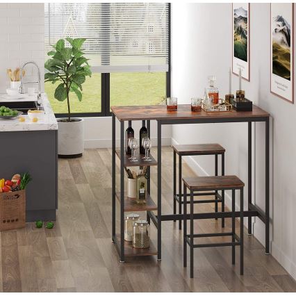 Bartisch mit Regalen BARTIS braun/schwarz