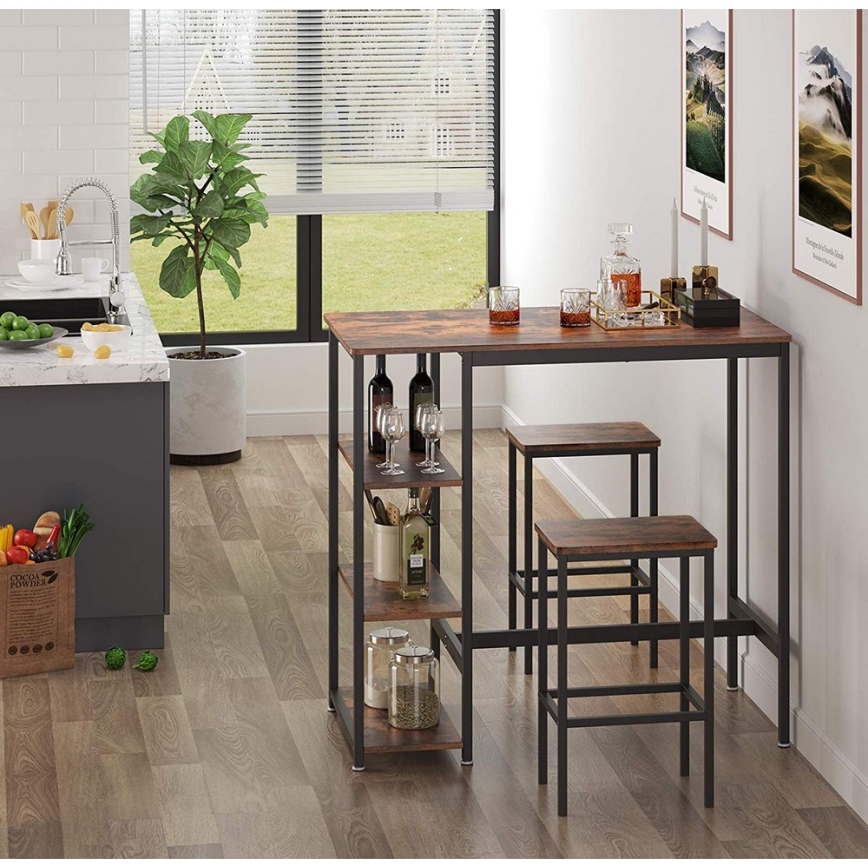 Bartisch mit Regalen BARTIS braun/schwarz