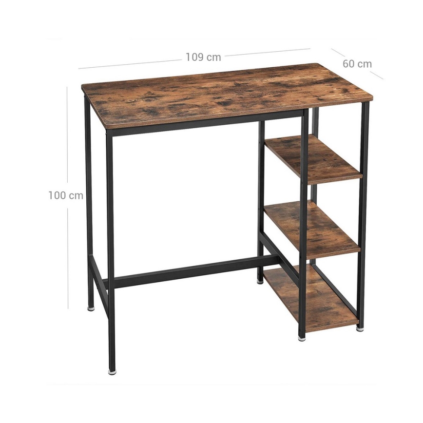 Bartisch mit Regalen BARTIS braun/schwarz