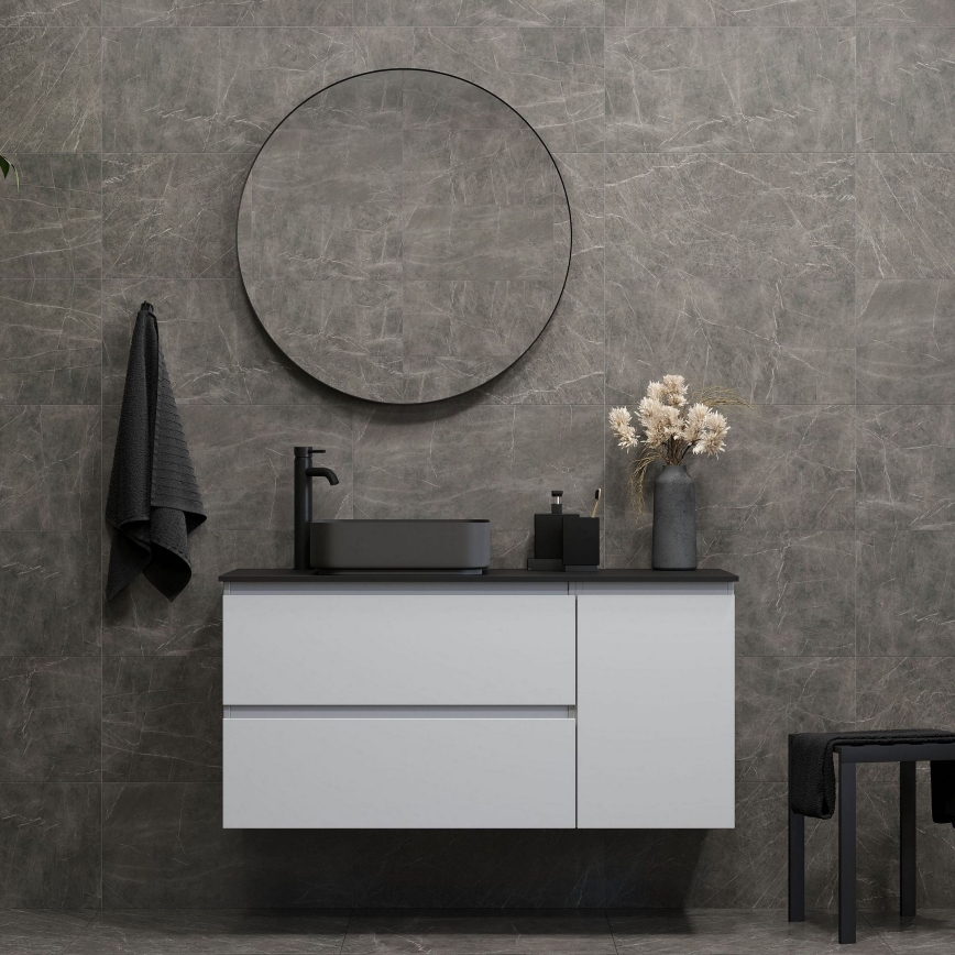 BATH DELUXE 01-080-09-02-00 - Badezimmerspiegel BORGSTED Ø 80 cm Schwarz