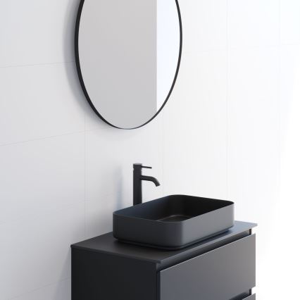 BATH DELUXE 01-080-09-02-00 - Badezimmerspiegel BORGSTED Ø 80 cm Schwarz