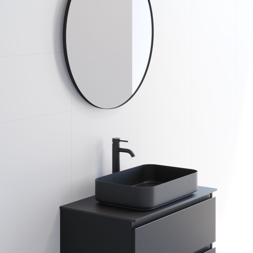 BATH DELUXE 01-080-09-02-00 - Badezimmerspiegel BORGSTED Ø 80 cm Schwarz