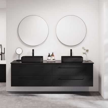 BATH DELUXE 01-080-09-02-00 - Badezimmerspiegel BORGSTED Ø 80 cm Schwarz