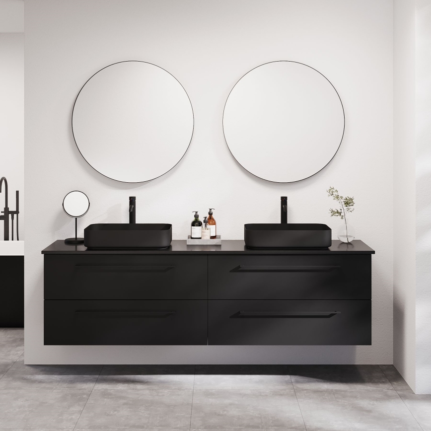 BATH DELUXE 01-080-09-02-00 - Badezimmerspiegel BORGSTED Ø 80 cm Schwarz