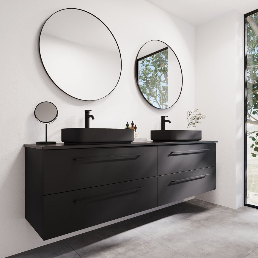 BATH DELUXE 01-080-09-02-00 - Badezimmerspiegel BORGSTED Ø 80 cm Schwarz