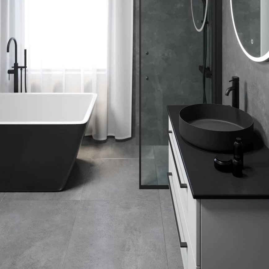 BATH DELUXE 06-040-16-02-00 - Aufsatzwaschbecken LJORDAL Ø 40 cm Edelstahl/matt schwarz