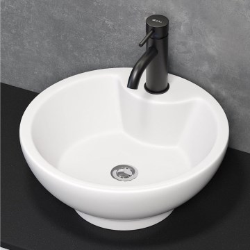 BATH DELUXE 06-045-11-11-00 - Aufsatzwaschbecken DRAMMEN Ø 40,1 cm Keramik/glänzend weiß