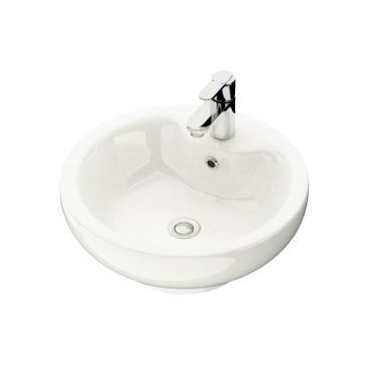 BATH DELUXE 06-045-11-11-00 - Aufsatzwaschbecken DRAMMEN Ø 40,1 cm Keramik/glänzend weiß