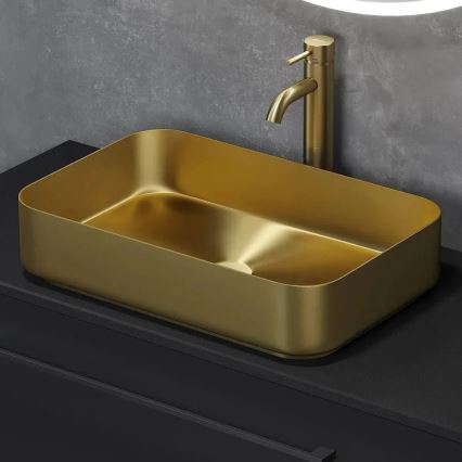 BATH DELUXE 06-052-18-70-00 - Aufsatzwaschbecken LJORDAL 52x34 cm Edelstahl/gebürstetes Messing