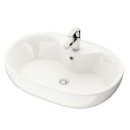 BATH DELUXE 06-060-08-11-00 - Aufsatzwaschbecken TROMSO 59,5 x 41 cm Keramik / glänzendes Weiß