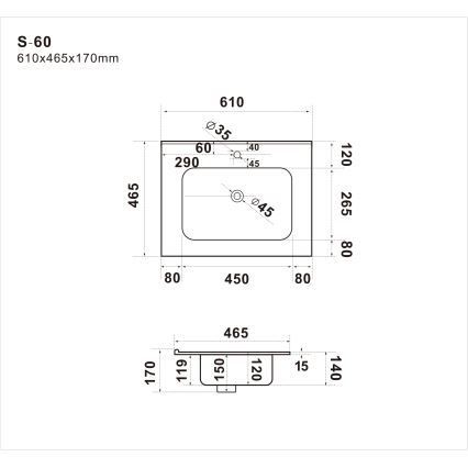BATH DELUXE 06-060-27-11-00 - Einbauwaschbecken LILLESNAD 61x46 cm Keramik/weiß