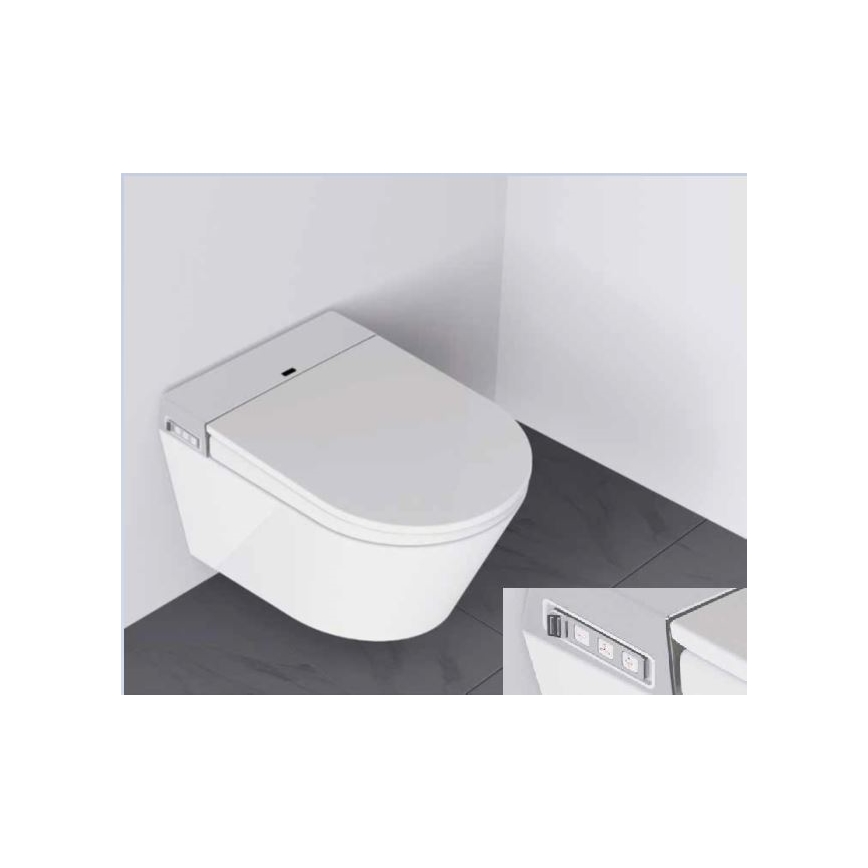 BATH DELUXE 21-040-02-11-00 - Wandhängendes WC mit integrierter Bidetfunktion und SoftClose-Toilettensitz TISVILDELEJE 1600W/230V weiß + Fernbedienung