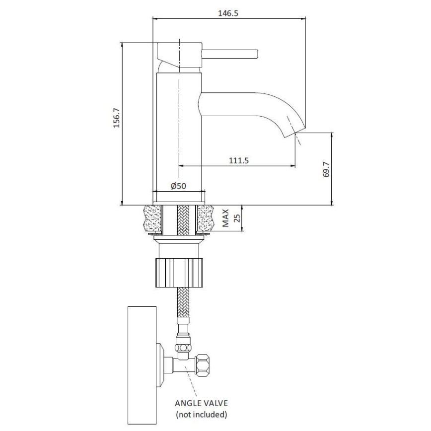 BATH DELUXE 28-005-01-70-04 - Waschbeckenarmatur DRAGOR 15,6 cm gebürstetes Messing