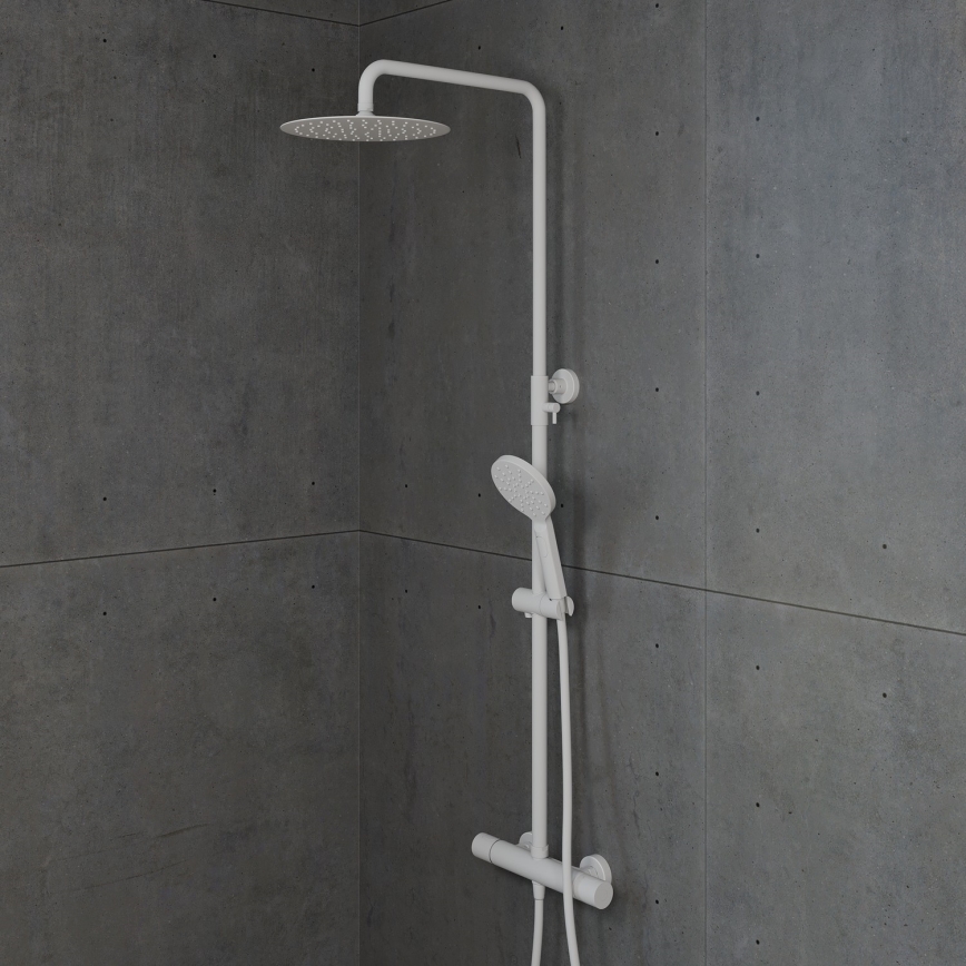 BATH DELUXE 31-120-05-01-00 - Duschset mit Thermostatarmatur DRAGOR mattweiß