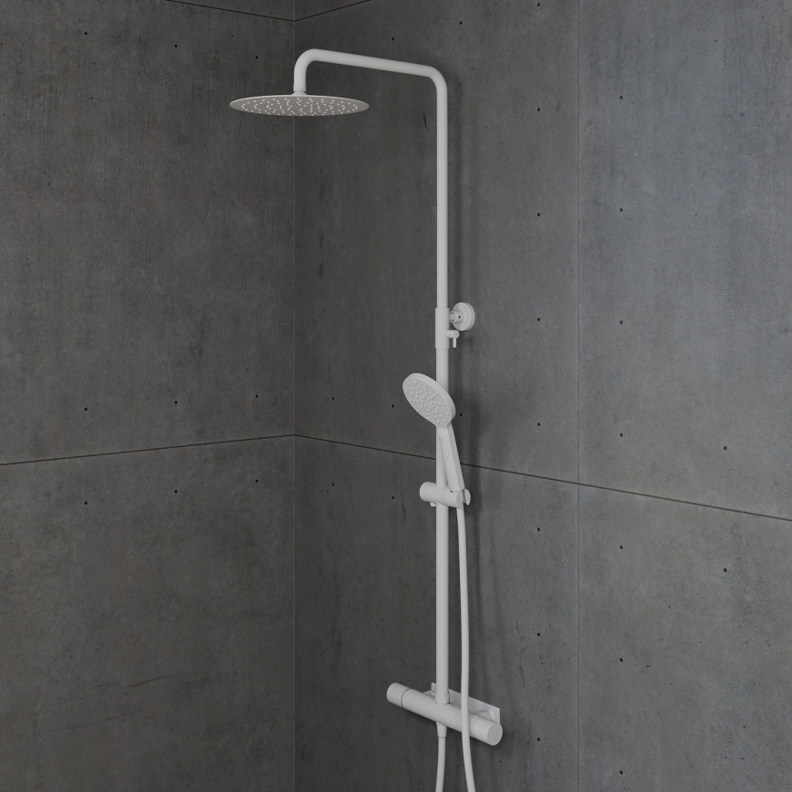 BATH DELUXE 31-120-07-01-00 - Duschset mit Thermostatarmatur DRAGOR mattweiß