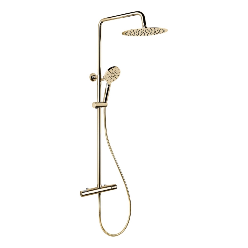 BATH DELUXE 31-120-07-64-00 - Duschset mit Thermostat-Armatur DRAGOR, glänzendes Messing