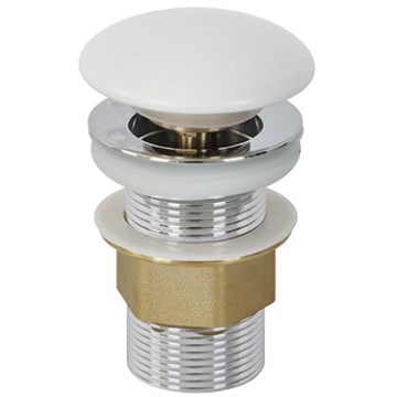 Bathco 0212MT- Waschbeckenablauf ohne Überlauf CLICK-CLACK Ø 6 cm glänzender Chrom / mattweiß