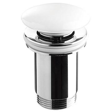 Bathco 0212PR - Waschbeckenablauf ohne Überlauf CLICK-CLACK Ø 6 cm glänzend weiß