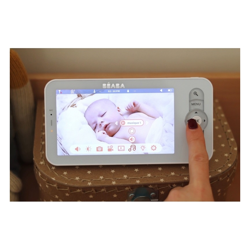 Beaba - Intelligente tragbare Babyphone mit Monitor ZEN NIGHT 720p 5V 4000 mAh Wi-Fi in Weiß