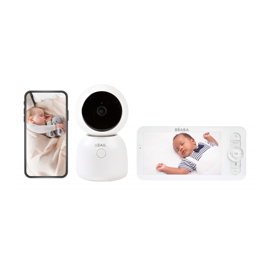 Beaba - Intelligente tragbare Babyphone mit Monitor ZEN NIGHT 720p 5V 4000 mAh Wi-Fi in Weiß