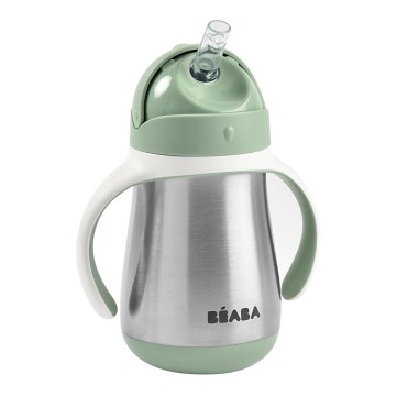 Beaba - Isolierbecher mit Strohhalm 250 ml grün
