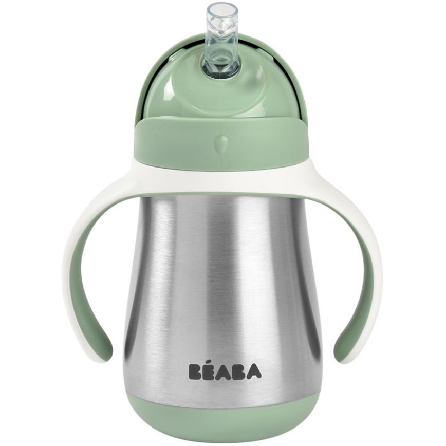 Beaba - Isolierbecher mit Strohhalm 250 ml grün