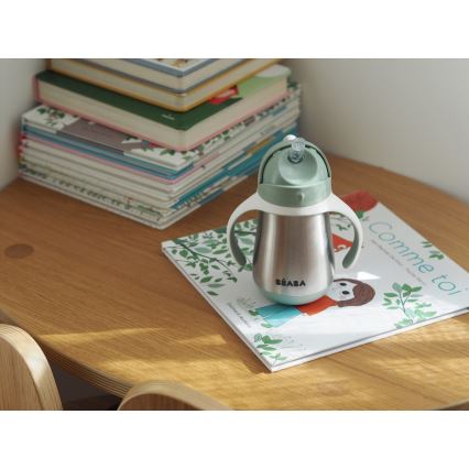 Beaba - Isolierbecher mit Strohhalm 250 ml grün