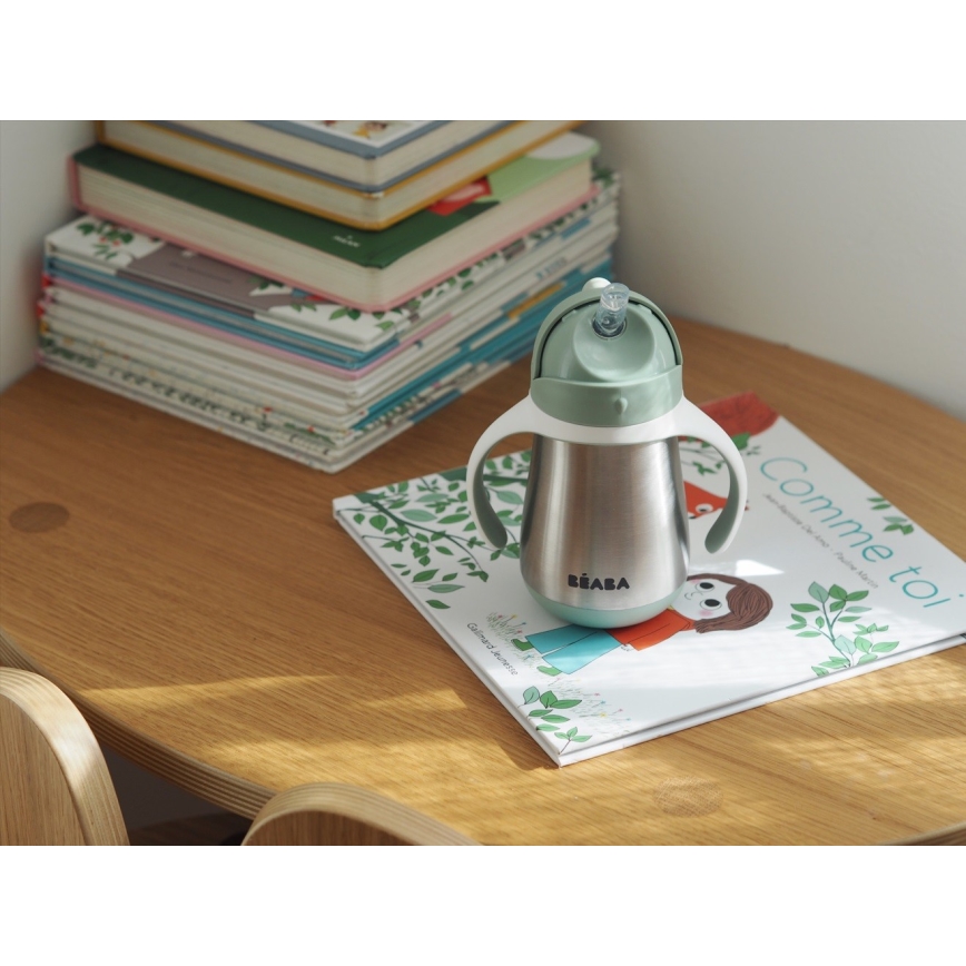 Beaba - Isolierbecher mit Strohhalm 250 ml grün