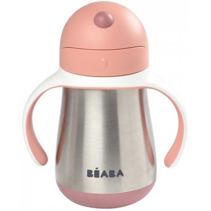 Beaba - Thermo-Isolierbecher mit Strohhalm 250 ml rosa