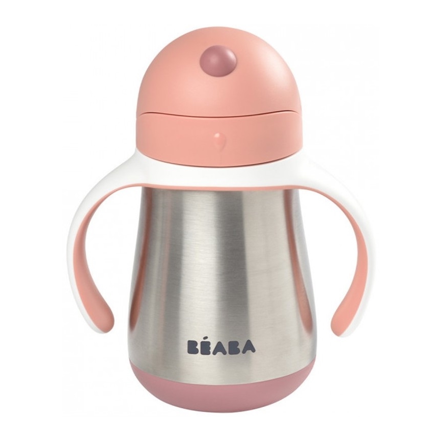 Beaba - Thermo-Isolierbecher mit Strohhalm 250 ml rosa