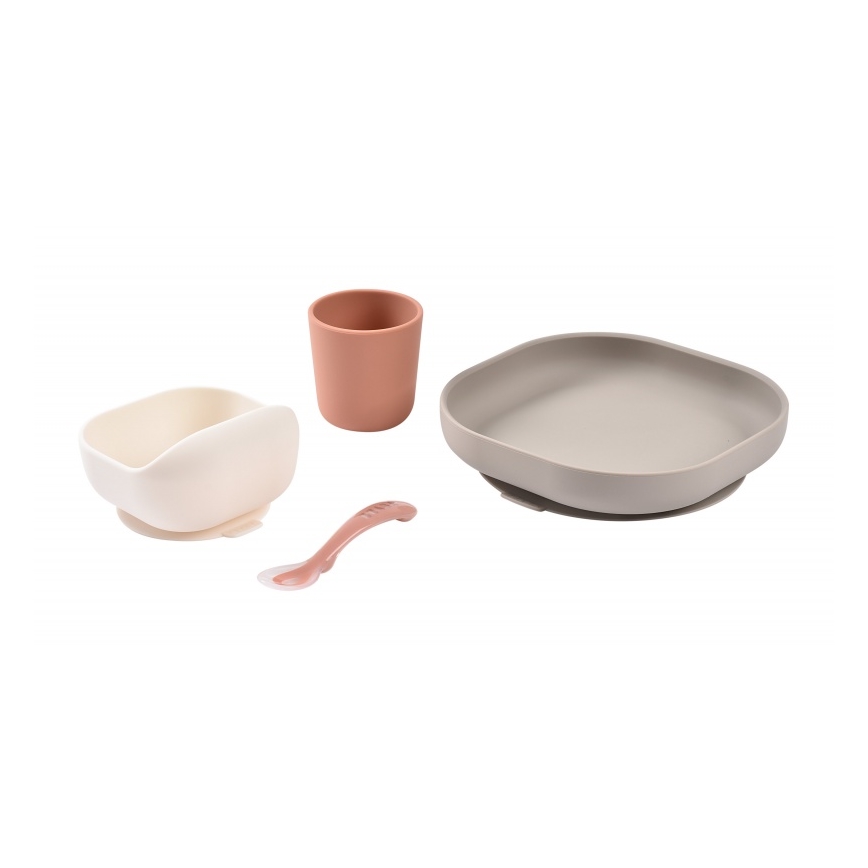 Beaba - Kinder-Geschirr-Set Terracotta, 4-teilig