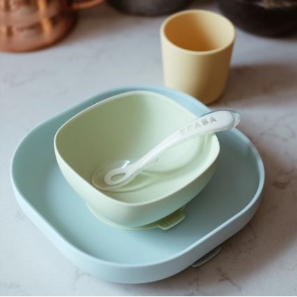 Beaba - Kinder-Geschirrset Gelb 4-teilig