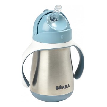 Beaba - Thermo-Isolierbecher mit Strohhalm 250 ml blau