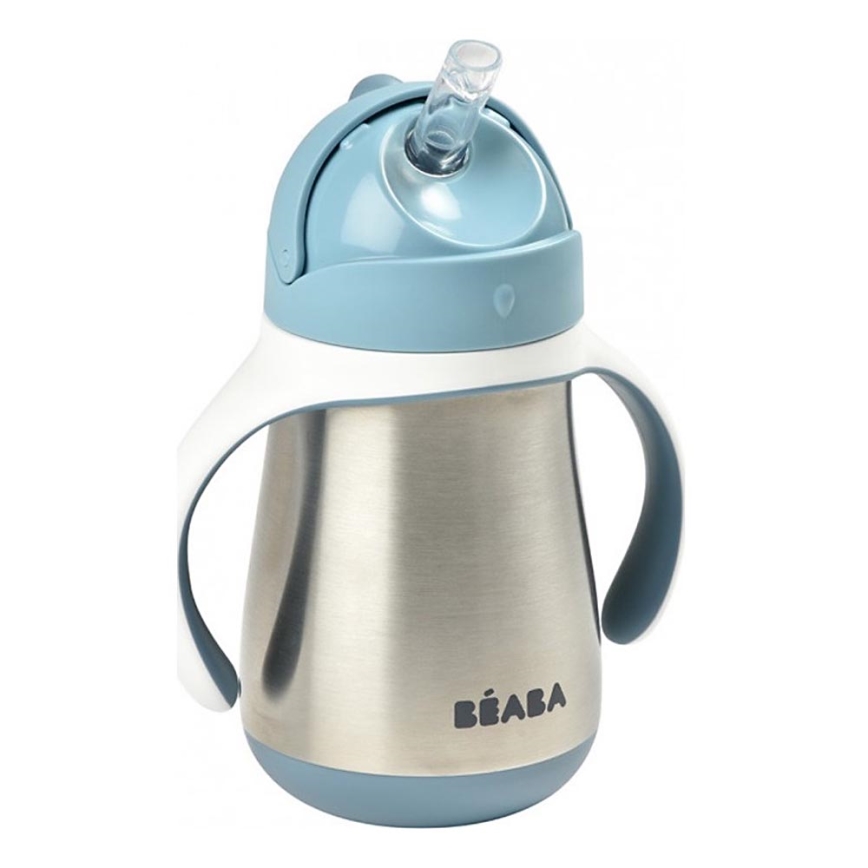 Beaba - Thermo-Isolierbecher mit Strohhalm 250 ml blau