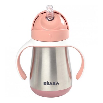 Beaba - Thermo-Isolierbecher mit Strohhalm 250 ml rosa