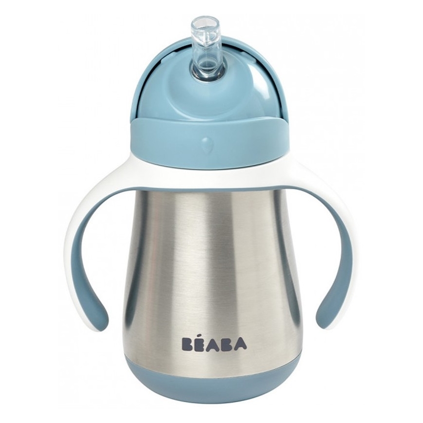 Beaba - Thermo-Isolierbecher mit Strohhalm 250 ml blau