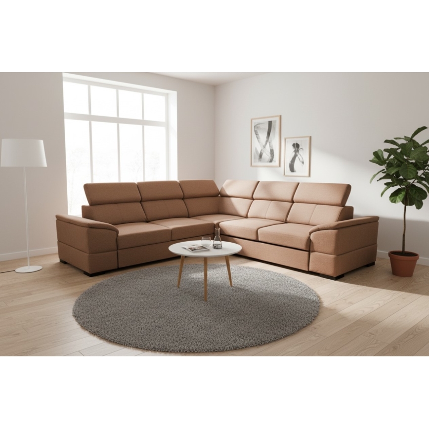 Universelles Ecksofa mit Schlaffunktion und Stauraum GRANADA, braun
