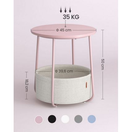 Beistelltisch NOIRA rosa/weiß