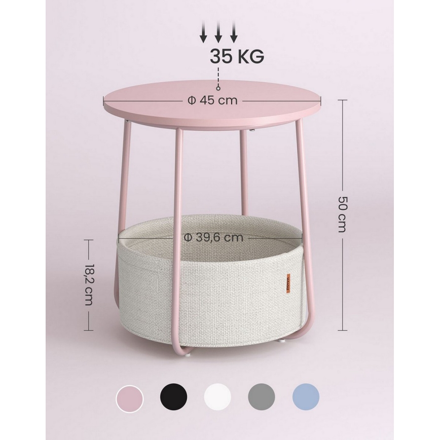 Beistelltisch NOIRA rosa/weiß