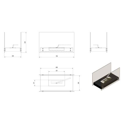 Kratki - BIO-Kamin 40,2x70 cm 2 kW weiß