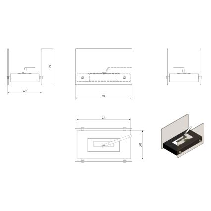Kratki - BIO-Kamin 25,2x39 cm 1 kW weiß