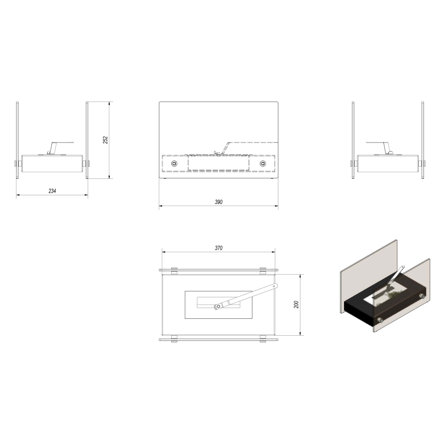 Kratki - BIO-Kamin 25,2x39 cm 1 kW weiß